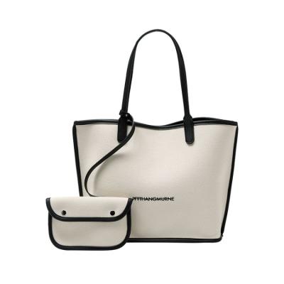 China Simple solid color high quality CANVAS material all-match fashion supplier ladies handbag for sale