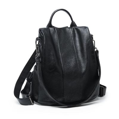 China Simple Chosen Black Solid Color PU High Quality Material Cowhide Ladies Soft And Comfortable Handbag for sale