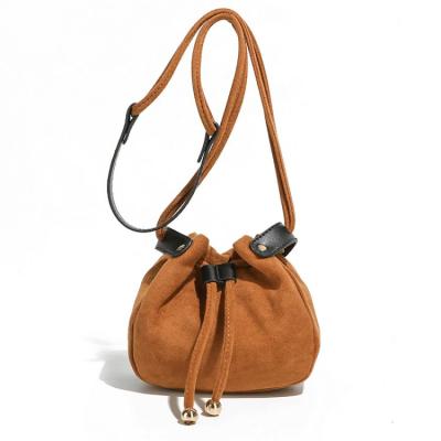 China Simple drawstring opening design compact and exquisite solid color ladies all-match shoulder bag for sale