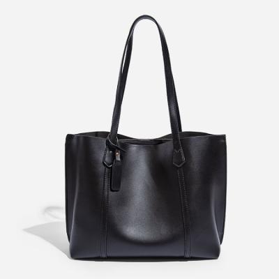 China Simple Pure Color PU Single Shoulder Bag Working Ladies Leather Material Large Capacity for sale