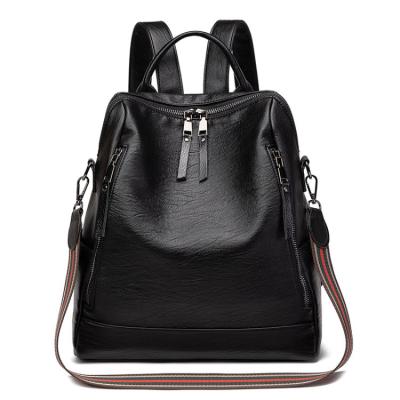 China Other New PU Shoulders Solid Color All-match Leather Material Lady Casual Backpack for sale