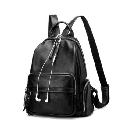 China Other zipper style hot sale solid color temperament all-match lady wholesale black backpack for sale