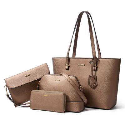 China Direct Wholesale Four-piece Suit Fashionable Handbags 2022 New Design 4 Piece Ladies Handbags Women Simple Shoulder Tote Bag Wallet Set for sale