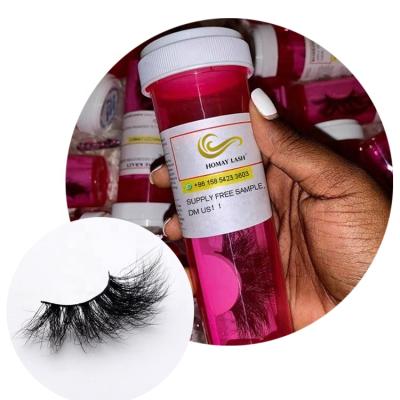 China New Pill Bottle Bulk Good Quality Seller Create Own Brand Private Label Lashes Vegan 27MM Fluffy 3D Real 15MM 25MM Mink Eyelashes for sale