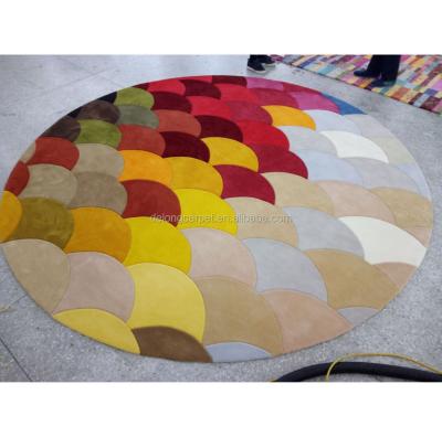 China New style washable round shape 3d newzland wool handtufted carpet non slip turkey for sale