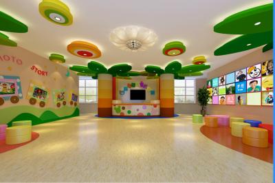 China Kindergarten Interior Design PVC Vinyl Indoor Wood Flooring for sale