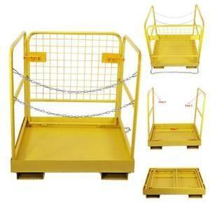 China Extra Height Hanging Work Platform Forklift Basket Safety Cage Yellow Color for sale