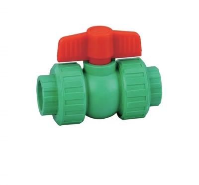 China Tap Water...... PPR Union Plastic Double Ball Valve 20MM 25MM 32MM 50MM 63MM for sale