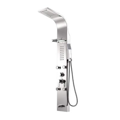 China Modern 304 Stainless Steel Bathroom Shower Panel Hot Water Multi And Cold Wall Mounted Shower Screens for sale