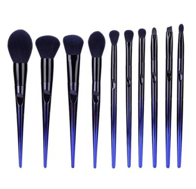 China Angular Blush FYD Amazon Custom Logo 10 PCS Make Up Brushes Eyebrow Lip Brush Eyeshadow Blending Blue Makeup Brush for sale