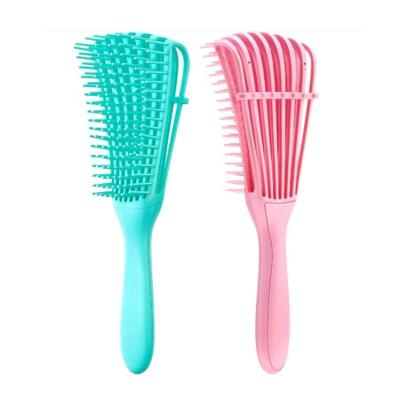 China Silicone Hair Scalp Massager FYD Styling Plastic Handle Rows Octopus Magic Bare Ribs Eight Comb Detangling Hair Brush for sale