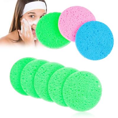 China 5Pcs 6/7/8/9cm 100% Natural Face Round Makeup Remover Tools Natural Cosmetic Cellulose Sponge Wood Pulp Compress Blast Wood Wash Facial Sponge for sale