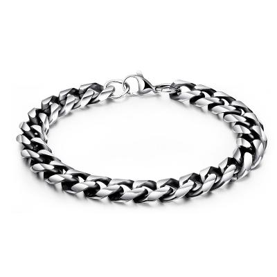 China Trendy Cuban Stainless Steel Men's Retro Rock Hiphop Bracelet Hiphop Titanium Steel Men's Link Chain Jewelry for sale