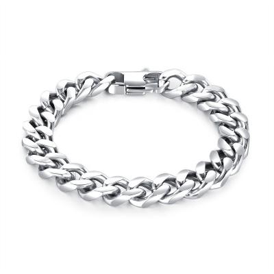 China Gold Wide Cuban Silver Black Snake Bracelet Hiphop 12mm Link Chain Bracelets For Men for sale