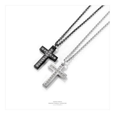 China Retro Fashion Prophet Diamond Cross Stainless Steel Sequential Silver Classic Jewelry Personalized Necklace For Men for sale