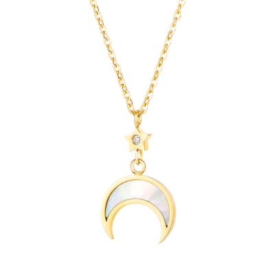 China TRENDY Moon Necklace Jewelry Oyster Pearl Gold Plated Necklace Pendant For Women for sale