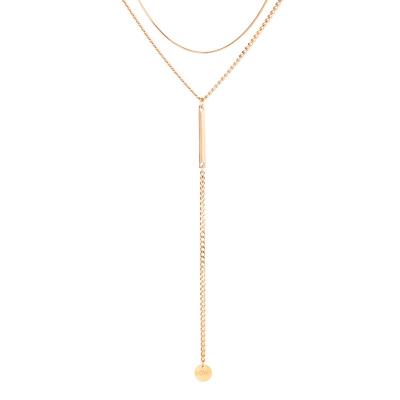 China CLASSIC Multi Layer Drop Necklace Women Stainless Steel Rose Gold Layered Necklace for sale