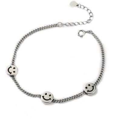 China 2020 TRENDY high quality smile face bracelet S925 Sterling Silver Jewelry Charm Bracelet for women for sale