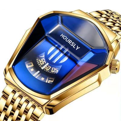 China 3H MORNING 30m Gold Waterproof Snake Wrist Watch Locomotive Car Locomotive Cheap Cheap Watches For Men for sale