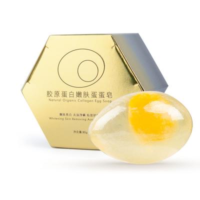 China Wholesale 80g Natural Organic Collagen Handmade Whitening Cleansing Lighting Skin Face bath Egg Soap for sale