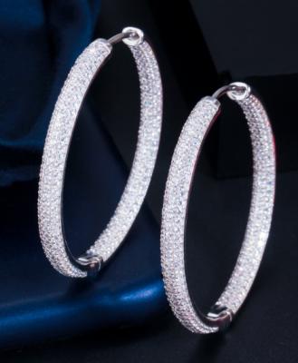 China FASHIONABLE 925 Sterling Silver Big Circle Shiny CZ Crystal Hoop Earrings Zircon Earrings for sale