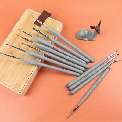 China Yihuale Fine Detail Acrylic Painting Brush Set Miniature Kit of 11 Triangular Handles Painting Brushes for Fine Detailing for sale