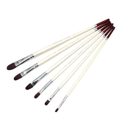 China The Paintbrush For Watercolor Eval 6Pcs/Set Hair Filbert Artist Paint Brush Long Handle Professional Red Nylon Brushes for sale