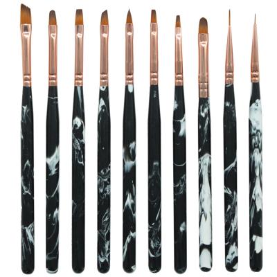 중국 10Pcs Professional UV Gel Brush Pen Marbling Acrylic Nail Art Manicure Brush Phototherapy Painting Drawing Tools 판매용