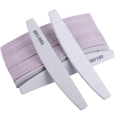 China Durable 25pcs/Pack 100/180 Grit Nail Damping Files Lined Sides Emery Boards Coarse Nail File for sale