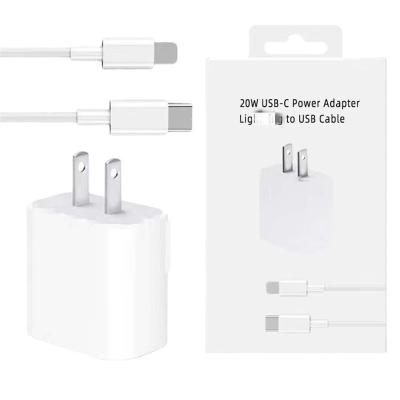 China Mobile Phone 20W USB-C PD Wall Charger EU US UK Plug Fast Charging For iPhone 14 13 12 Pro Max XS XR 6s Type C Travel Adapter 1M Data Cable for sale