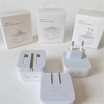 China Mobile Phone 35W PD Fast Charging Dual USB C Quick Wall Charger US EU UK Plug Type C Power Adapter for Apple iPhone 14 13 12 Pro Max iPad Pro for sale