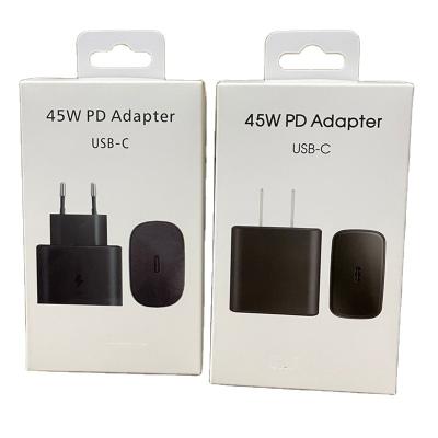 China Mobile Phone Original OEM 45W Charger For Samsung Type C Wall Charger US/EU/UK USB C PD Power Travel Adapter For Samsung S20 S21 S22 Note 10 for sale