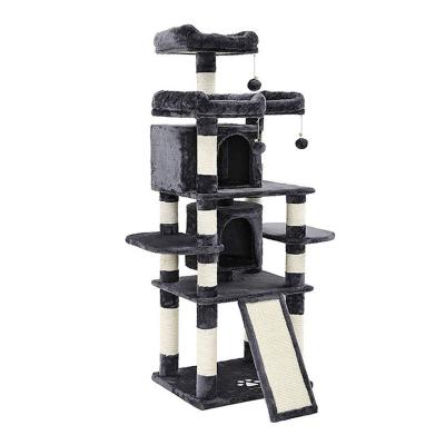 China Wholesale Luxurious Colored Solid Wood Sisal Cat Tree Climbing Tower Pet Viable Furniture for sale