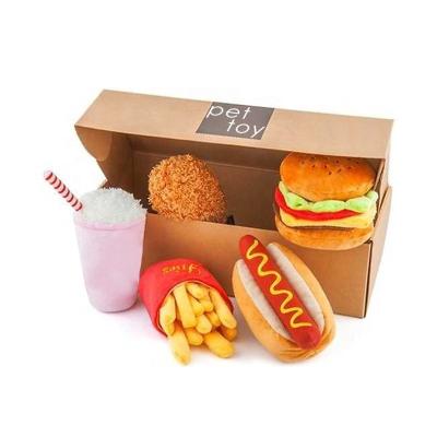 China Stuffed Animal Dog Chips Milk Cup Food Shape Meal Viable Energy Frozen Burger Squeaky Pet Toys for sale