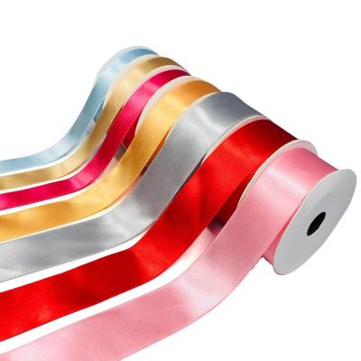 China Flat Recyled Woven Edge Satin Ribbon 10mm Silver Logo White Satin Ribbon 100 Yards 2.5 Inch Satin Ribbon for sale