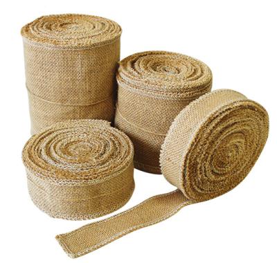 China Wholesale Natural Recyled Jute Burlap Cable Ribbon Rolls 6cm Custom Printed Jute Ribbon Jute Ribbon for sale