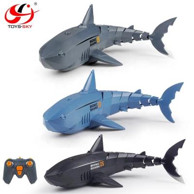 China Funny 2.4G 4CH Simulation RC Model Boat Toy Robot Fish Electric RC Shark Remote Control Submarine For Swimming Pool Best Gift For Kids for sale