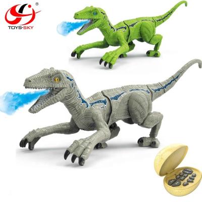 China New RC model Velociraptor rc dinosaur intelligent programming smart walking remote control toys with light and jet sound for kids for sale