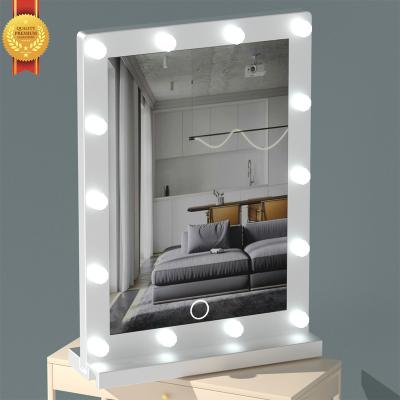 China Lighted Led Makeup Mirror With Lnxury Hollywood Lights Vanity Mirrored Dressing Table Set Manufacturers for sale