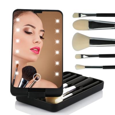 China 360-Degree Rotation Dolphin Mirror Sales 06 Professional Led Makeup Brush With Mirror Luxury Private Label Custom Makeup Brush for sale