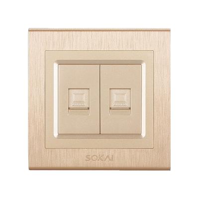 China PC High Standard In Type 86 Gold Color 2 Data Port Duplex Socket Modern Quality Outlet for sale