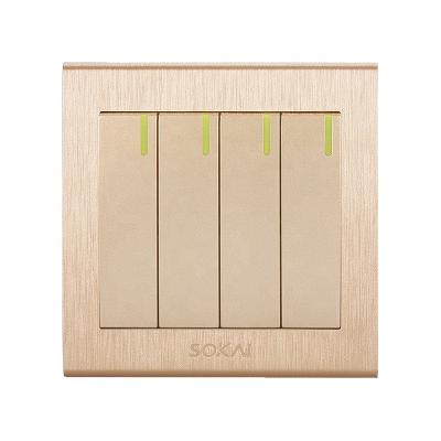 China Golden Color 86*86 Pc 2 Strip 1 Or 2 Or Multi Way Brushed Frame Multi Way Shape Power Switches for sale