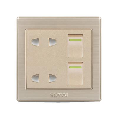 China Best Selling 250V Residential/Multipurpose 5 10A 1 or 2 Direction 5 Terminal Hole Stainless Steel Frame Wall Socket Switch Outlet for sale