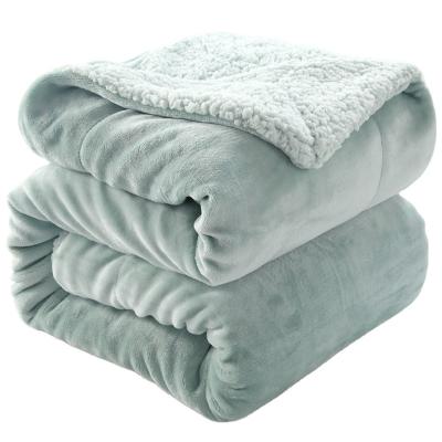 China Anti-pilling Premium Double Layer Fleece Bed Throw Warm Thick Manta Fleece Sherpa Blanket Cozy Blanket For Winter for sale