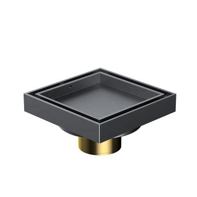 China Rustproof All Brass Floor Drain Quartet Air Freshener Invisible Floor Drain Can Be Inlaid With Bricks Bathroom Large Displacement for sale