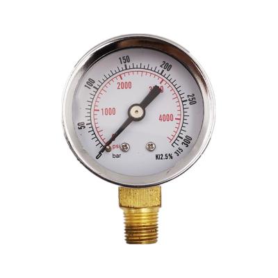 China Chrome Plated 40mm Steel High Pressure Gauge 315bar Pressure Gauge With Bottom Connection for sale