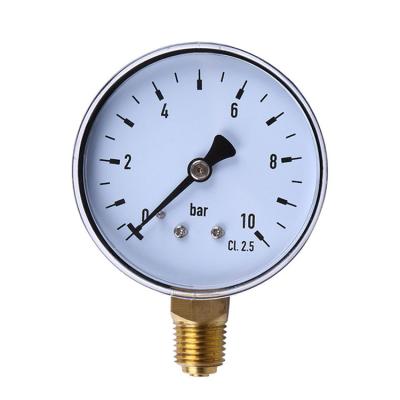 China Chrome Plated 0-10 Steel Bar 60mm 1/4 NPT Hydraulic Pressure Gauge Gauge For Oil Water Air for sale