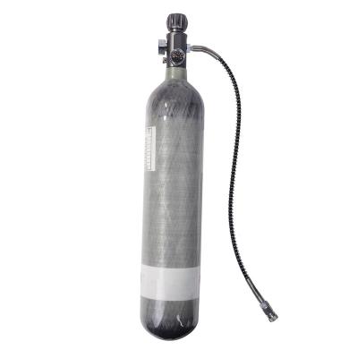 China 2L Carbon Fiber Paintball PCP Carbon Fiber Tank For Refilling Air Gun Cylinder With Double DIN Gauge Connector for sale