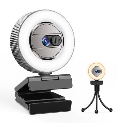 China 2021 Hot Selling Full HD 1080P Webcam with Plug and Play Microphone and Ring Light 3-Level Adjustable Brightness KU-O1 for sale