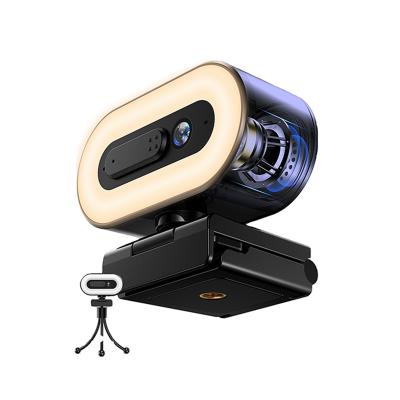 China 1080P 2K 4K HD Computer Camera with Fill LED Light Web Camera PC Video Recording Plug and Play Webcam with Speakers KU-O2 for sale